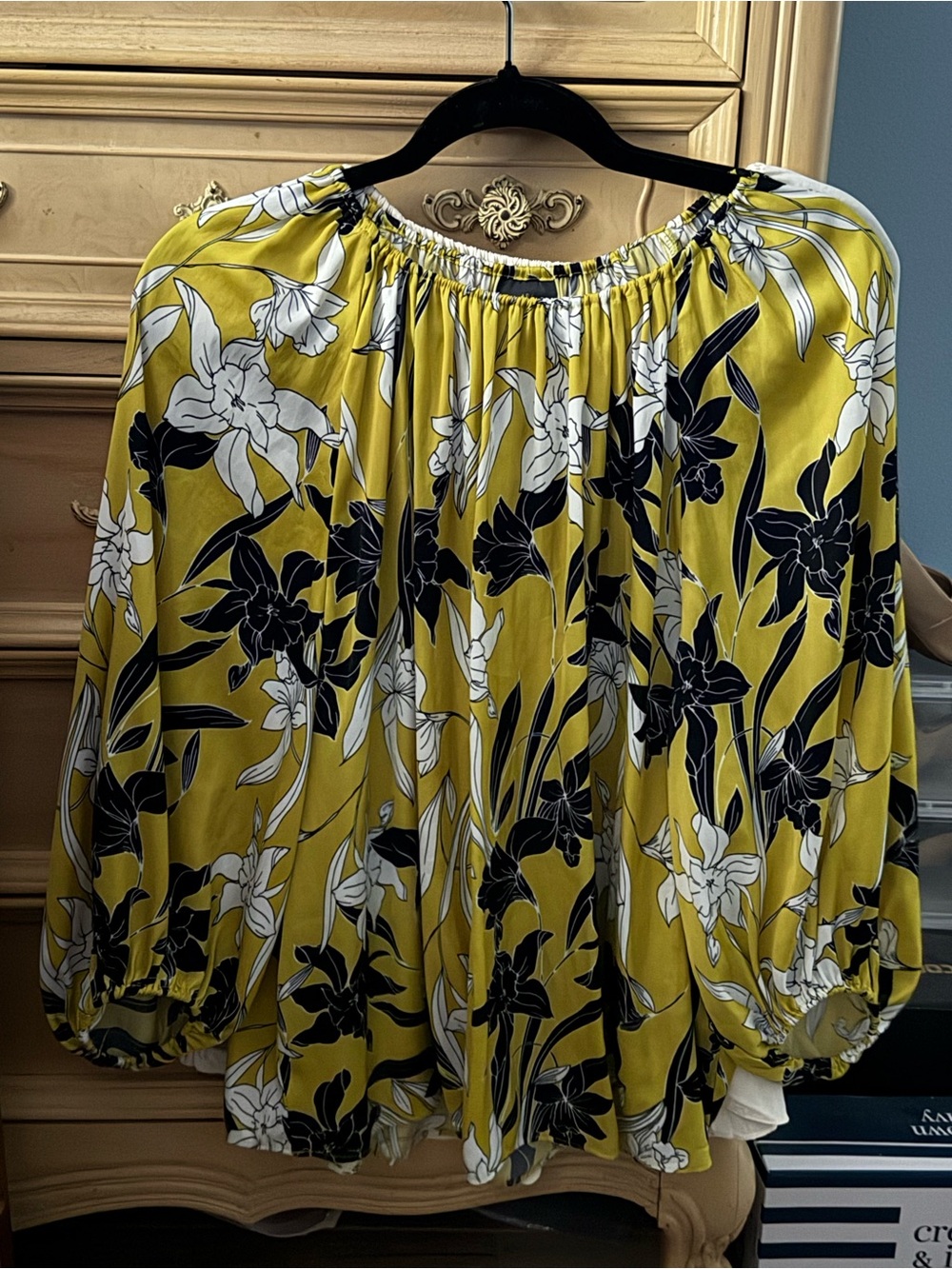 Worthington Yellow Floral Off-Shoulder Blouse
